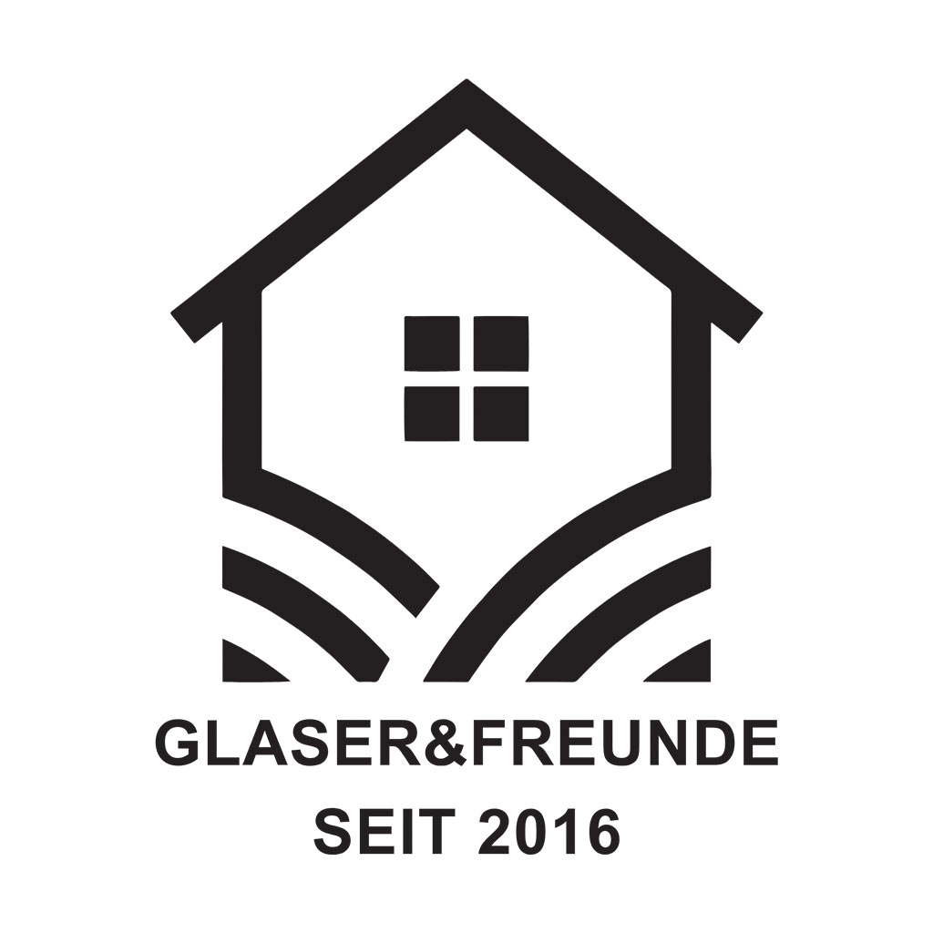 Schwarzes Logo mit Haus und Fenster der Marke Glaser und Freunde seit 2016